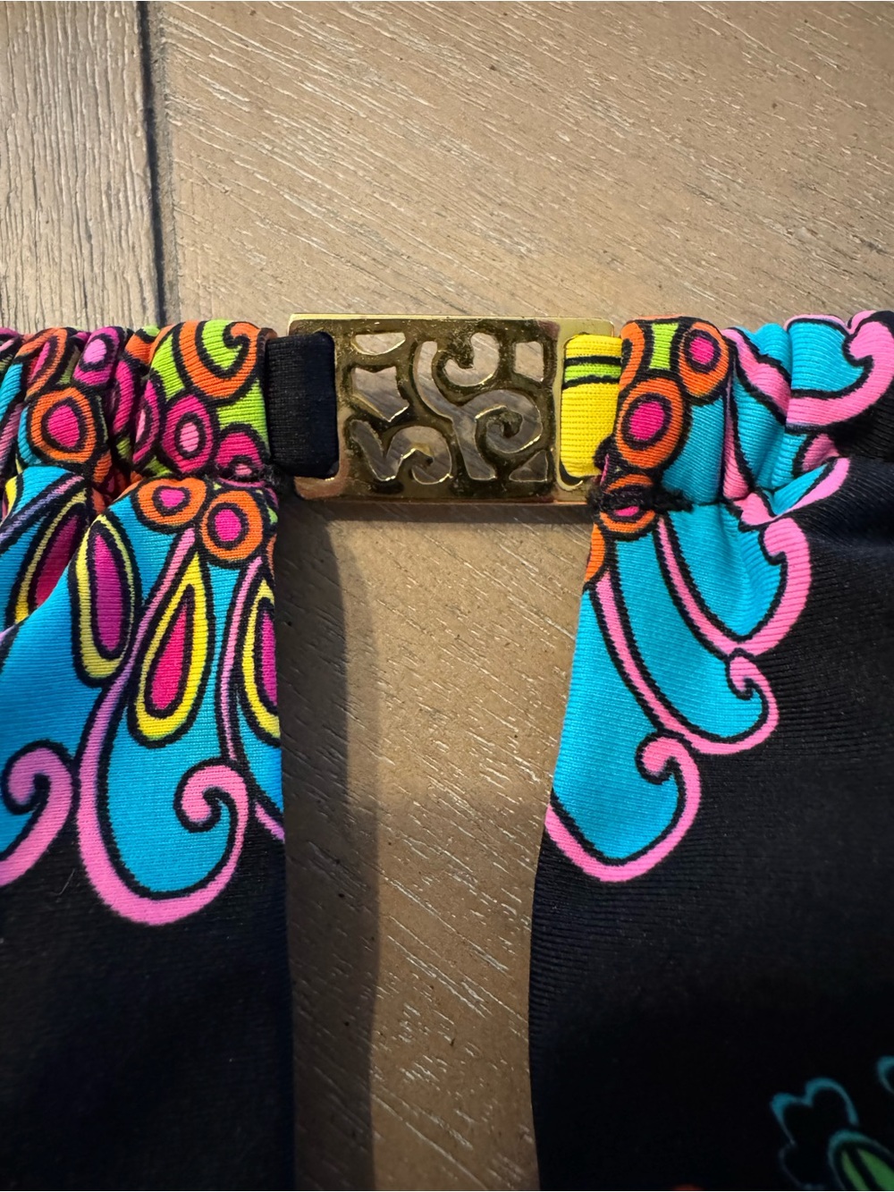 Trina Turk Black One-Piece Swimsuit with Neon Floral Paisley Print - Picture 4 of 10